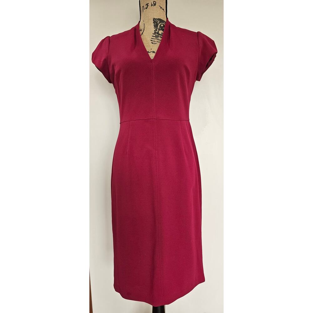 Betsey Johnson Red Dress, Sheath, Cap sleeves, V Neck, Classic Sexy Dress Size 6